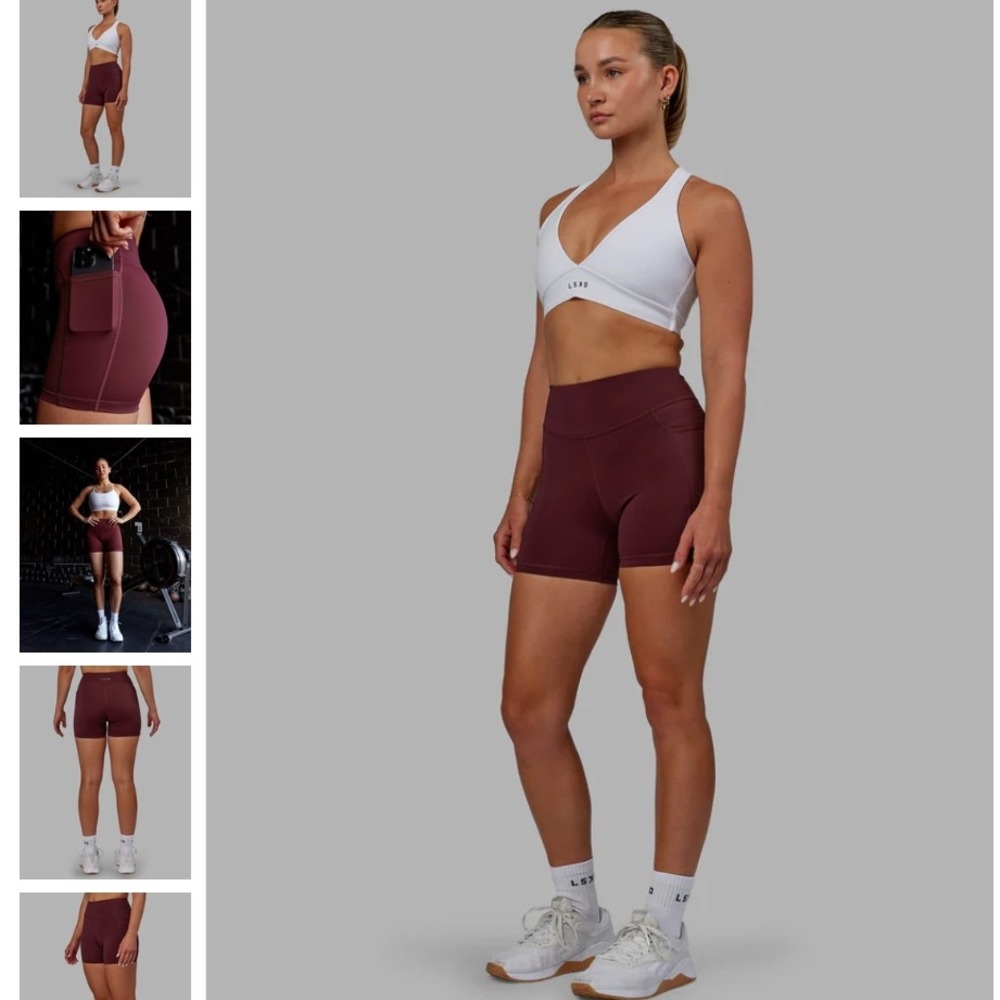 LSKD Elite X-Shorts Dark Cherry Burgundy High Waisted Athletic Pockets NEW NWT - Picture 4 of 16